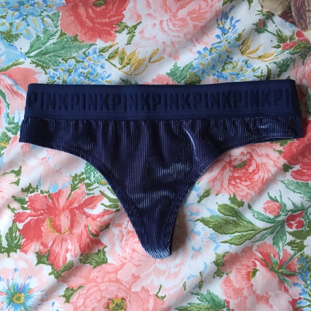 Pink Blue Velvet Thong